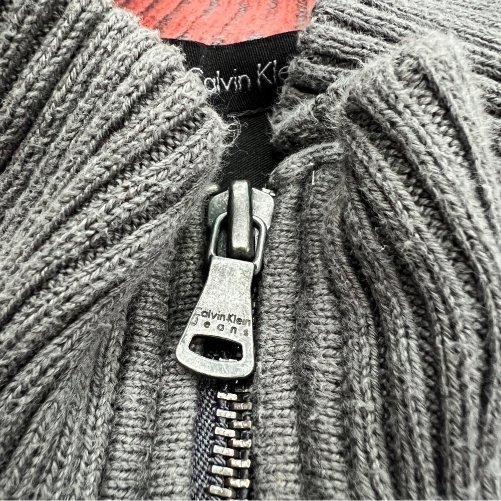 2 Tone Quarter Zip Knit Pullover Sweater - Picture 5 of 10